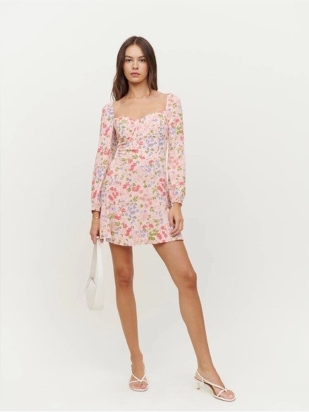 Reformation Mochi Floral Square-Neck Mini Dress In Esmee